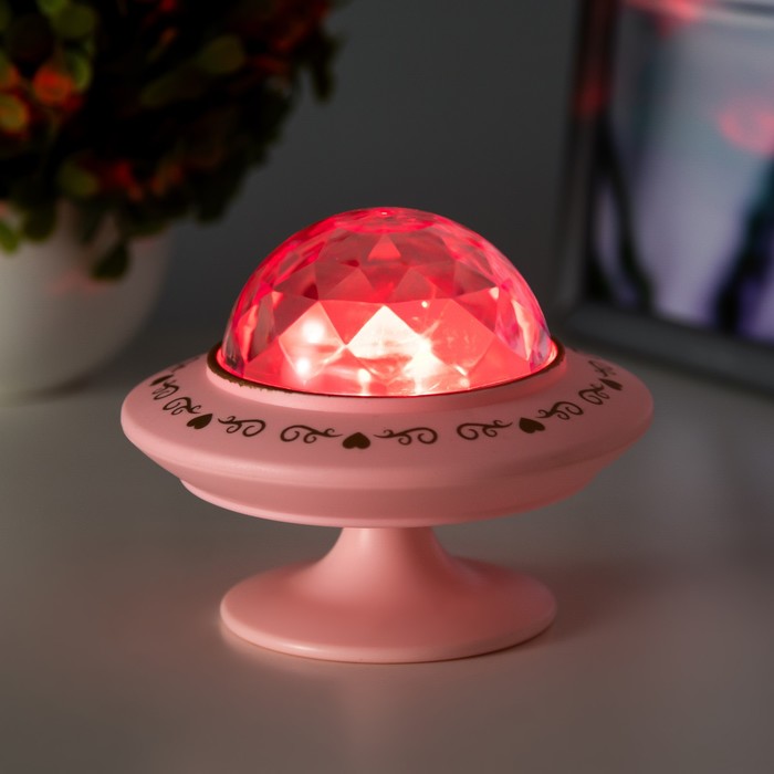 Ночник-проектор Фьюжн LED 3хLR44 диско, розовый 12х12х10 см RISALUX 9456839