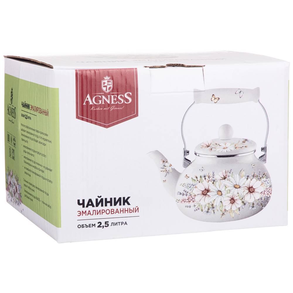 чайник agnessэмалированный, серия дворцовый парк 2,5 л 934-431