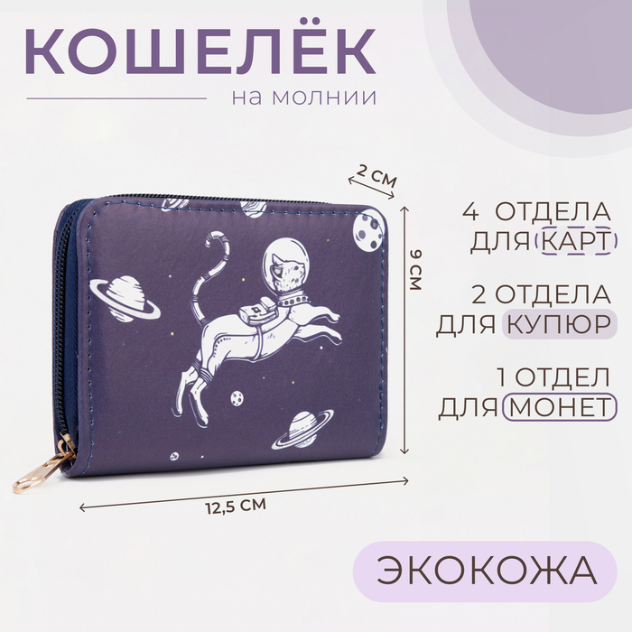 Кошелёк на молнии, цвет синий 7895488