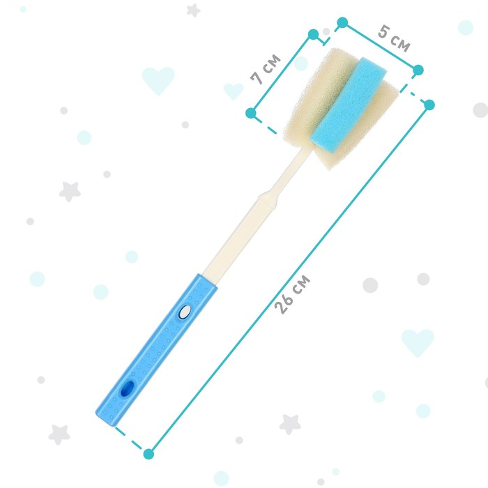 Ёршик для бутылочек с раздвижной ручкой, цвет МИКС, 28-35 см, губка, Крошка Я 9878971