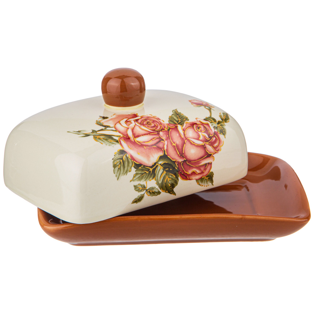 масленка корейская роза 17х12,5 см высота 8,5 см 358-460