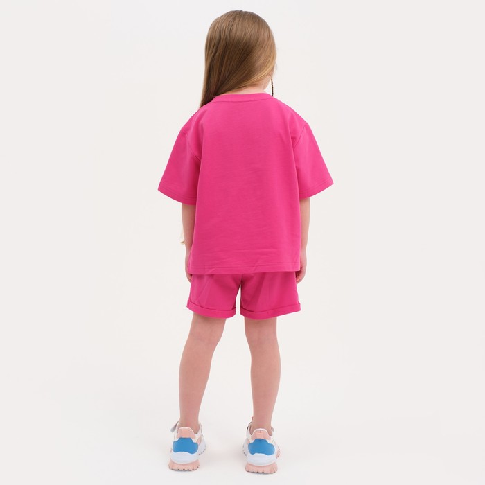 Комплект детский (футболка, шорты) KAFTAN Basic line размер 34 (122-128), цвет розовый 7774796