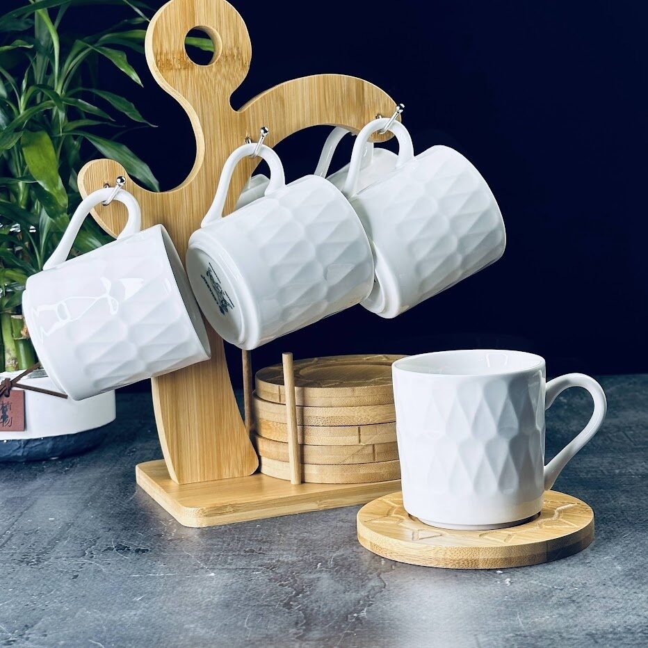 Кофейный набор 12пр.170 мл BAMBOO на подставке Фарфор,бамбук 140-108