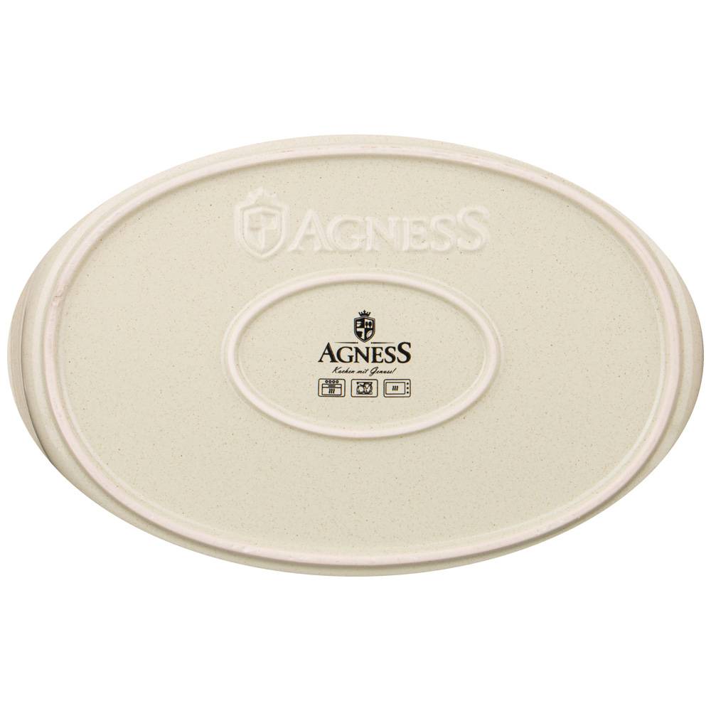 блюдо для запекания agness modern kitchen овальное бежевое 2600 мл 37х23х8 см 777-085