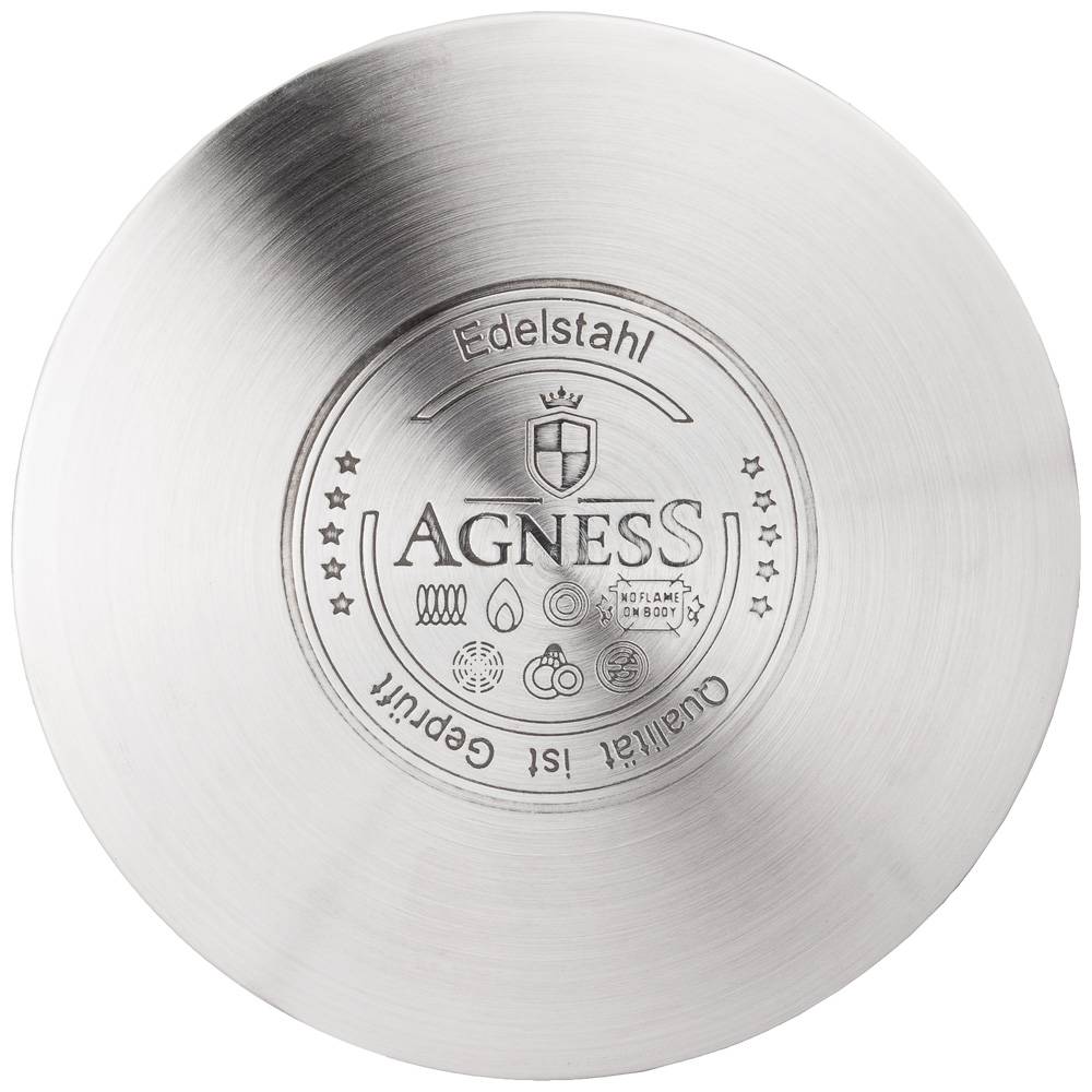 кастрюля agness со стеклянной крышкой, нерж.сталь, серия midnight 2,5л 18х10,5см 937-301