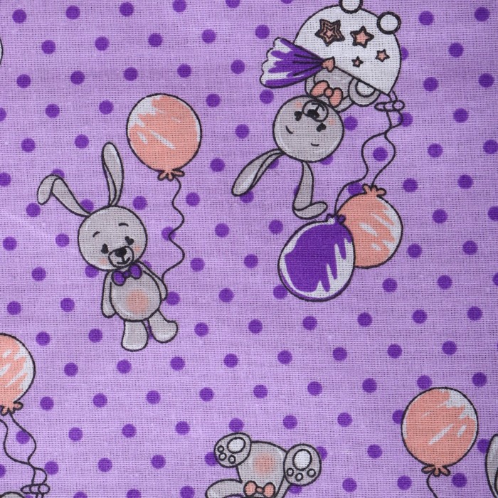 Постельное бельё BABY Зайчики, цвет сиреневый, 112х147см,110х150см, 60х60см, бязь 142гр/м, 100% хлопок 9485550