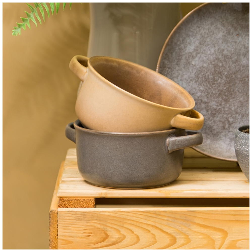 салатник с ручками 13,6 см коллекция glaze collection цвет:серый меланж 191-227