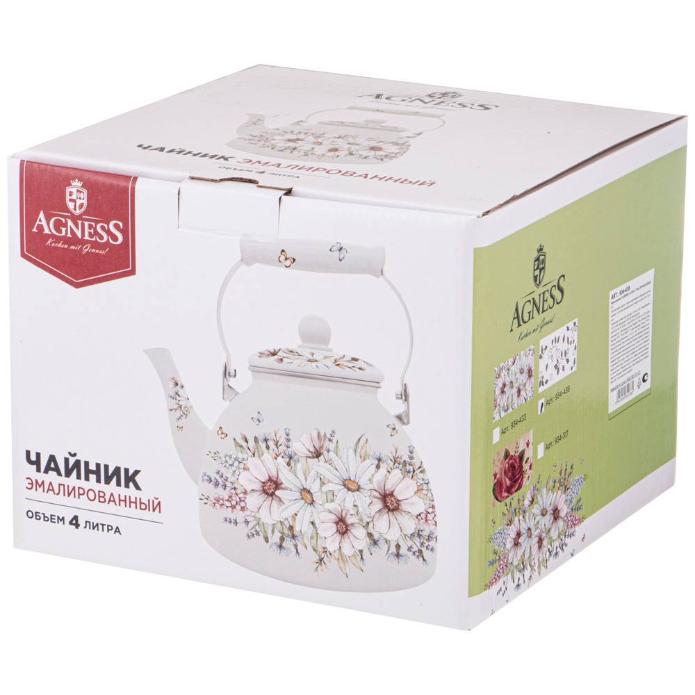 чайник agnessэмалированный серия дворцовый парк 4 л 934-433