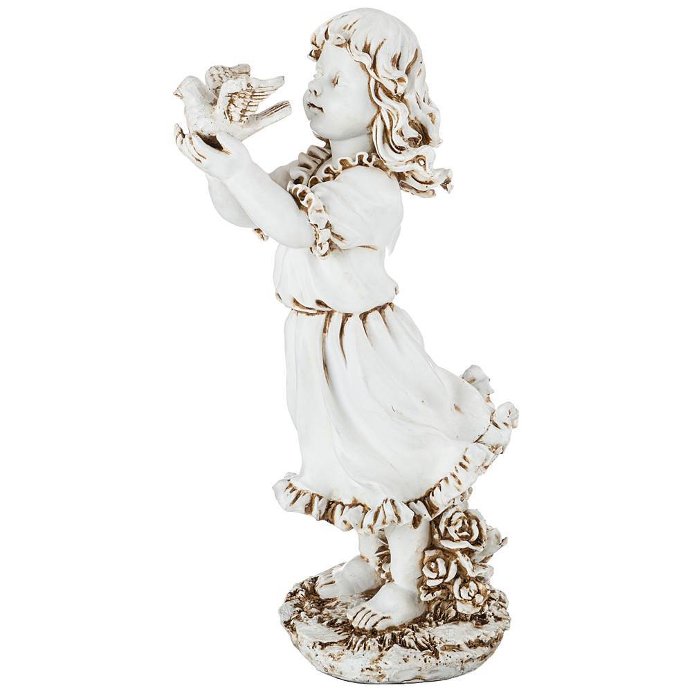 фигурка девочка с голубем высота 49 см цвет: антик 169-421