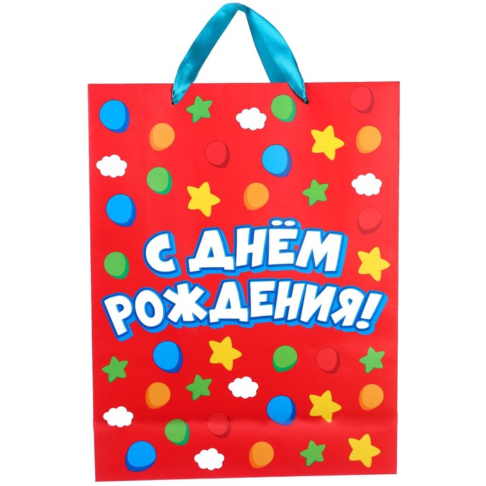 Пакет подарочный С Днем рождения 31х40х11.5 см, упаковка, Синий трактор 9240287