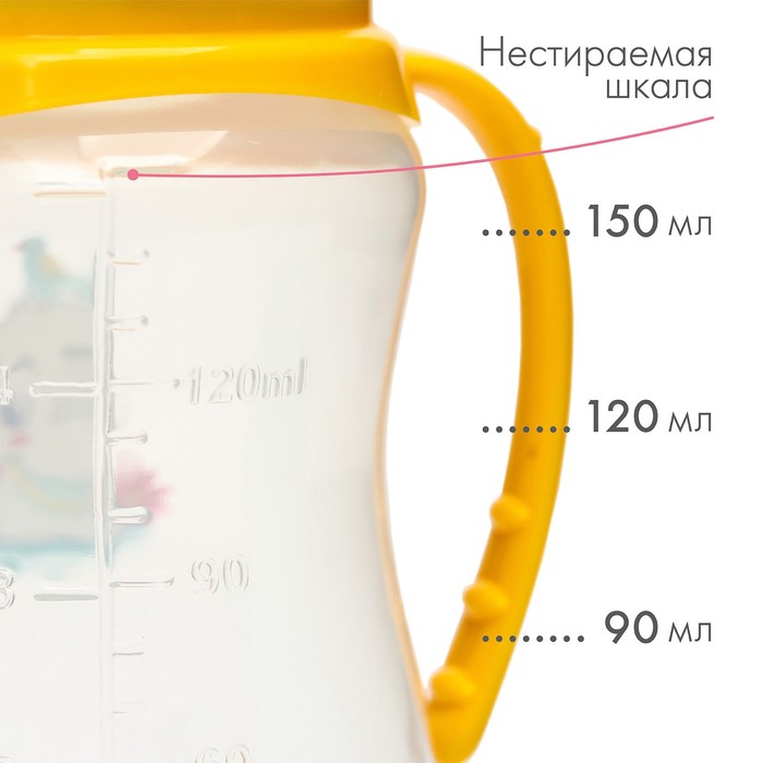 Бутылочка для кормления «ТРЕНД. Лама», классическое горло, 150 мл., от 0 мес., приталенная, с ручками, цвет бирюзовый 4882548