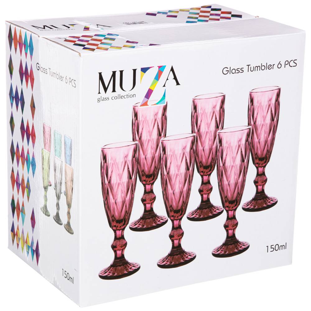 набор бокалов для шампанского ромбо 6шт серия muza color 150мл / в 20 см 781-148