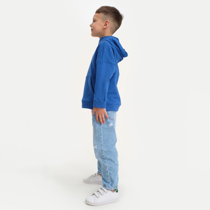 Худи для мальчика KAFTAN Basic line, размер 34 (122-128), цвет синий 7453002