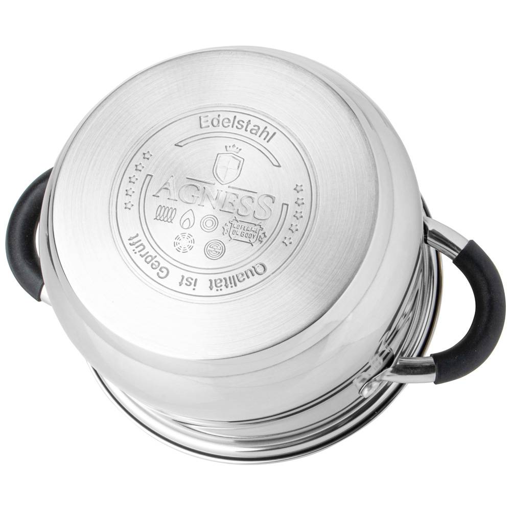 кастрюля agness со стекл. крышкой серия classic 5,5 л. 24х13,5 см 937-414