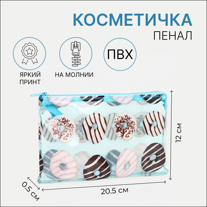 Косметичка на молнии, цвет голубой 9469252