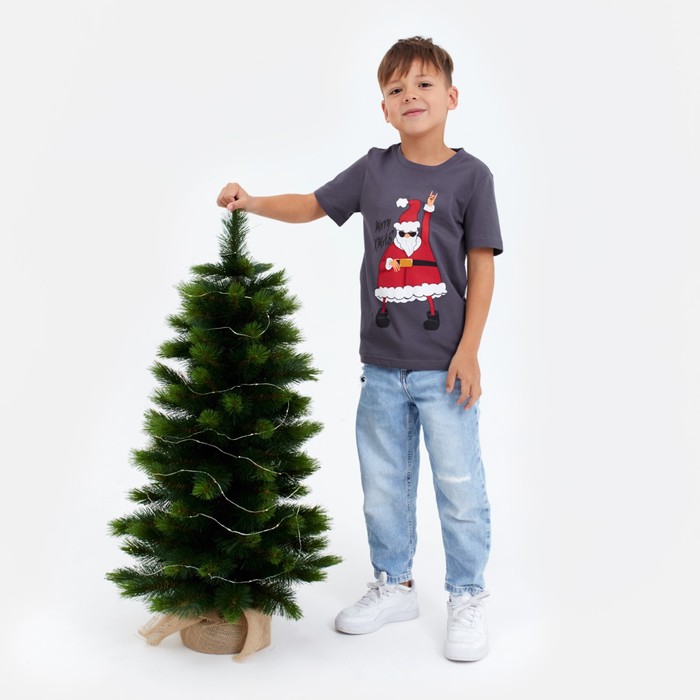 Новый год. Футболка детская KAFTAN Xmas family , размер 30 (98-104), цвет серый 7825776