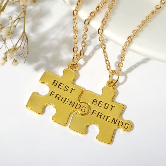 Кулоны «Неразлучники» best friends, пазл, цвет чернёное золото, 52 см 2256078