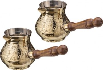 набор турок из 2 шт резных латунь диаметр 9 см высота 9 см 320 мл 877-030