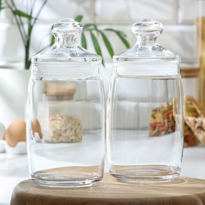 Набор стеклянных банок для сыпучих продуктов Cesni, 1,1 л, 2 шт 1167769
