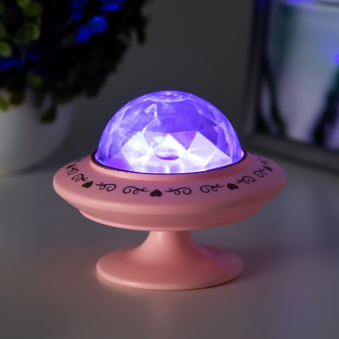 Ночник-проектор Фьюжн LED 3хLR44 диско, розовый 12х12х10 см RISALUX 9456839