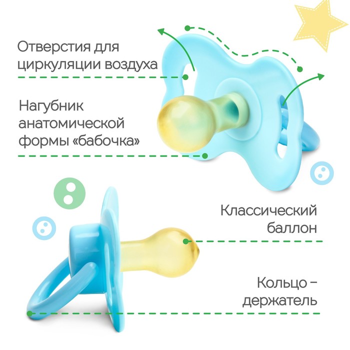 Соска - пустышка латексная классическая «Наш малыш», от 0 мес., цвет голубой 2866373