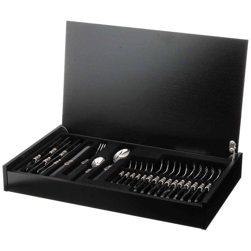набор столовых приборов ginevra black на 6 персон 24 пр. 638-014