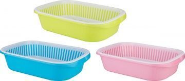 миска с дуршлагом для овощей и фруктов 36х26х8 см 3 вида 459-113