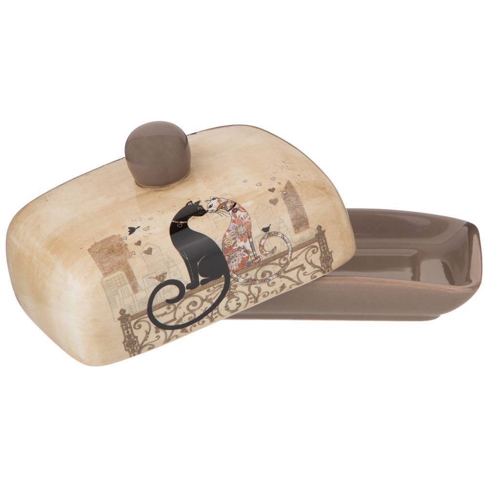 масленка agness парижские коты 17х12,5х9 см 358-1727