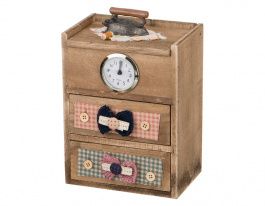 шкатулка для рукоделия с часами 15х10х21 см 222-090