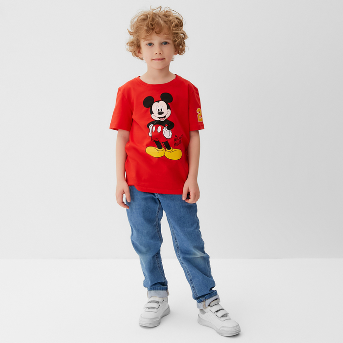 Футболка детская Mickey Микки Мауc, рост 98-104, красный 6255054