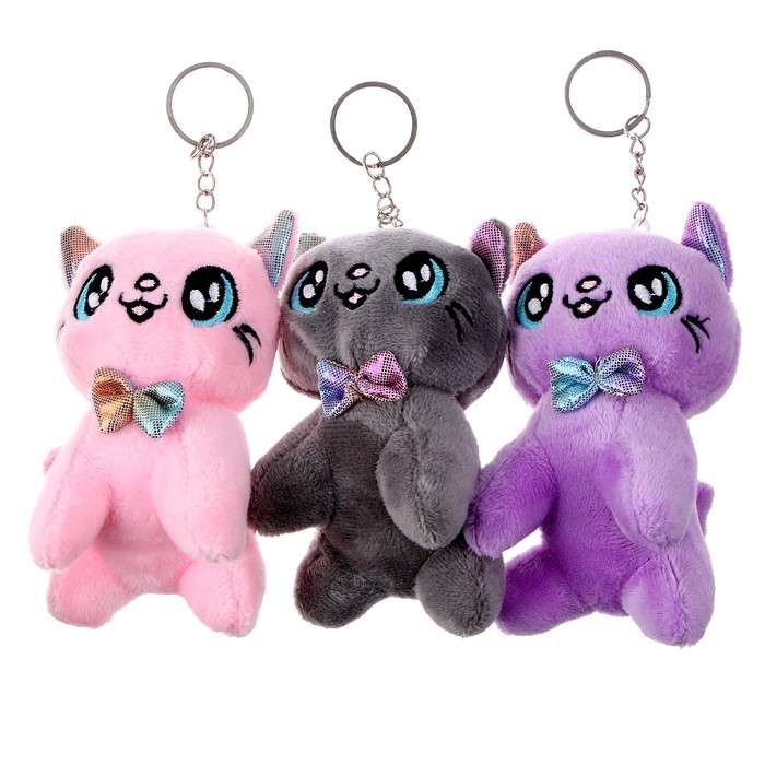 Мягкая игрушка «Кот с бабочкой», на брелоке, 10 см, цвета МИКС 9417588