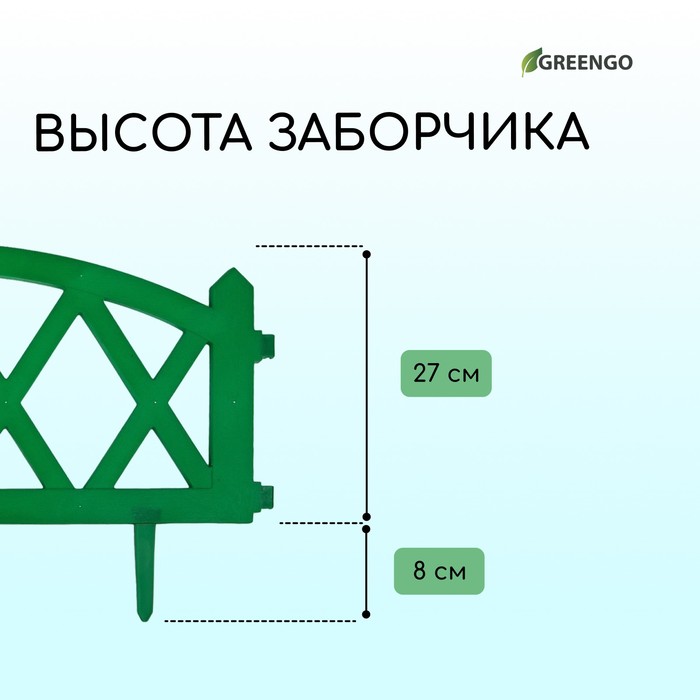 Ограждение декоративное, 35 ? 232 см, 4 секции, пластик, зелёное, MODERN, Greengo 3338448