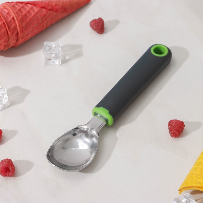 Ложка для мороженого Доляна Lime, 19,5?4,2 см, цвет чёрно-зелёный 7139514