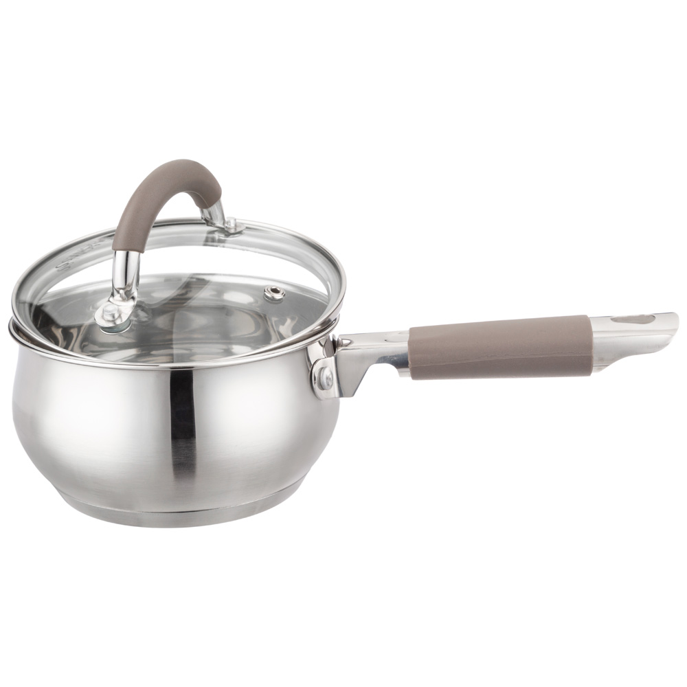 ковш agness со стекл. крышкой серия apple 1,0 л. 14x7.5 см цвет: кофейный 937-370