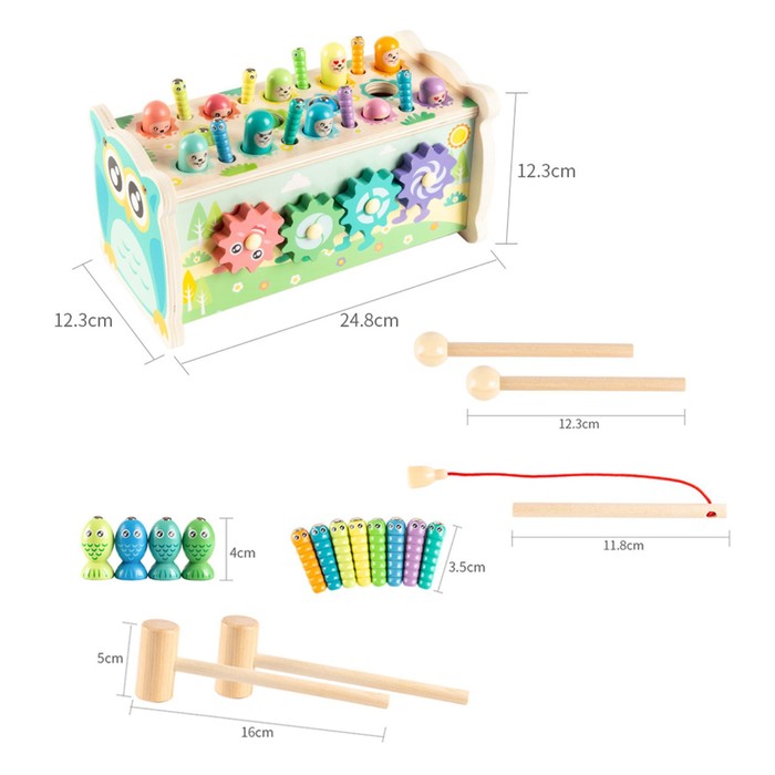 Логический центр 4 в 1 «Рыбалка, стучалка, металлофон, крутилка» 12,5х12,5х24,5 см 5139312