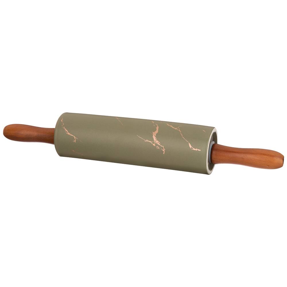 скалка с деревянными ручками на подставкеколлекция золотой мрамор цвет:gray 40,6х6,5х6,5 см 412-170