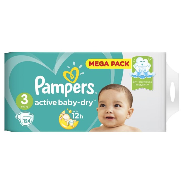 Подгузники Pampers Active Baby (6-10 кг), 124 шт 1543913