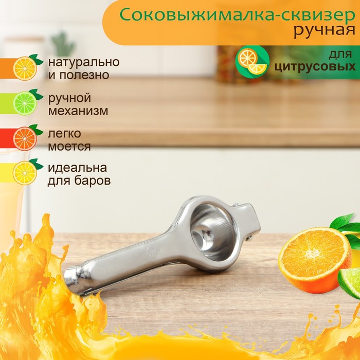 Соковыжималка ручная Juice, нержавеющая сталь, цвет серебряный 7562639