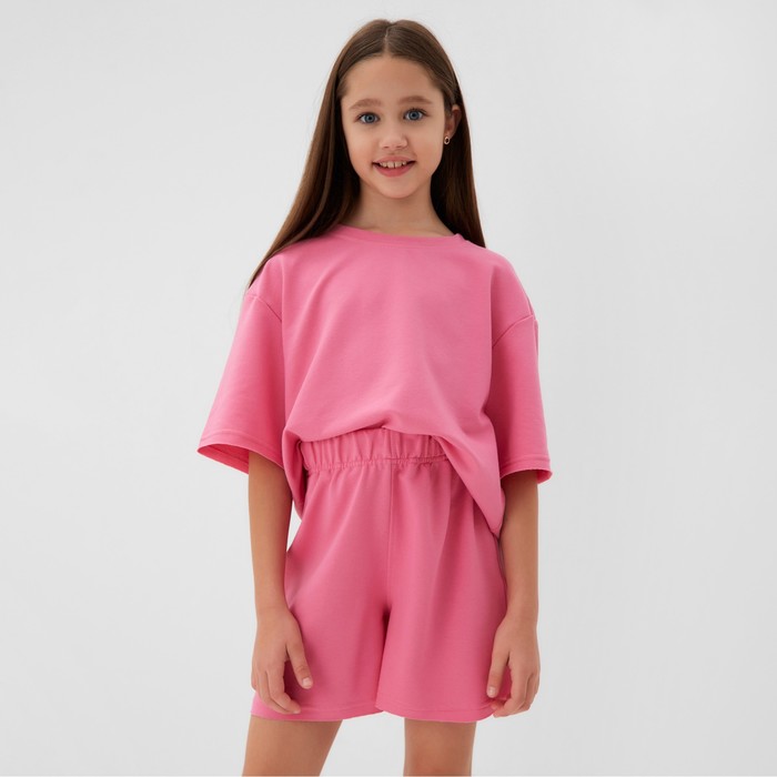 Костюм детский (футболка, шорты) MINAKU: Casual Collection цвет розовый, рост 134 см 9846436