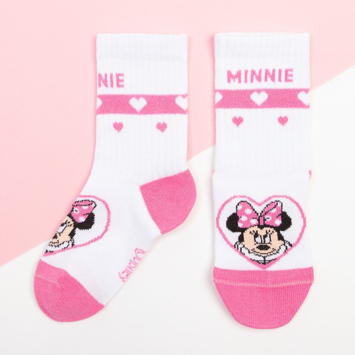 Набор носков Minnie, Минни Маус, цвет розовый/белый, 12-14 см 4326302