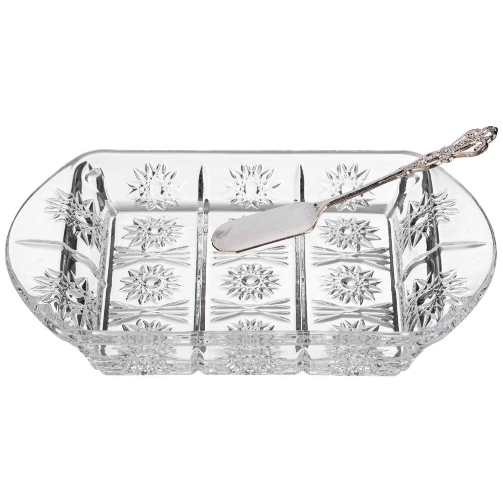 масленка muza crystal 17,5х10,5 см высота 9 см , нож 195-174