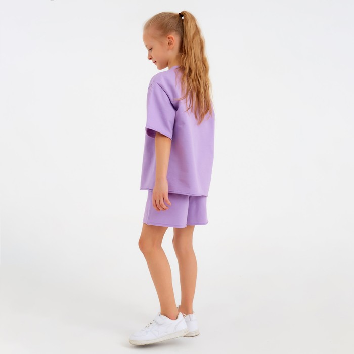 Костюм детский (футболка, шорты) MINAKU: Casual Collection цвет лиловый, рост 158 7695357