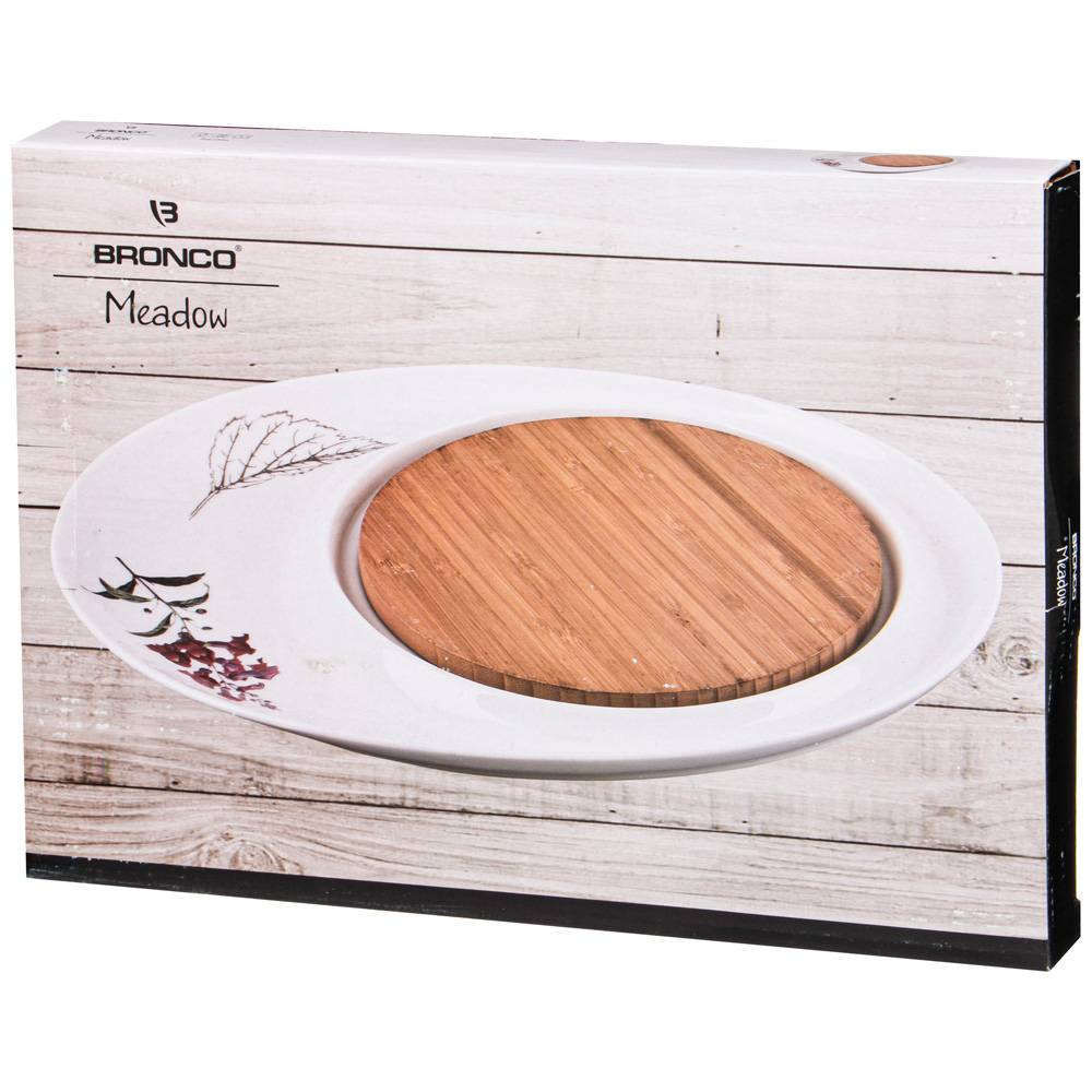 блюдо сервировочное bronco meadow 33х25,5х2 см с деревянной доской 18х18х1 см 474-137