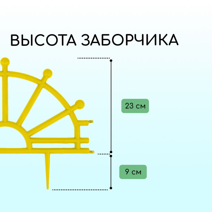 Ограждение декоративное, 32 ? 280 см, 7 секций, пластик, жёлтое, «Штурвал» 3304306