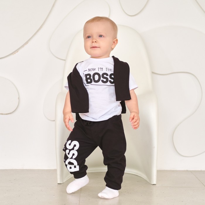 Штанишки детские Крошка Я Little Boss, рост 62-68 см, цвет чёрный 9096435