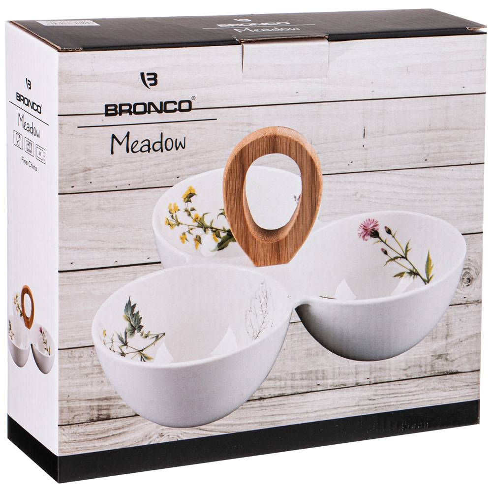 менажница bronco meadow 3-секции с ручкой 24,5х23х7 см 474-140