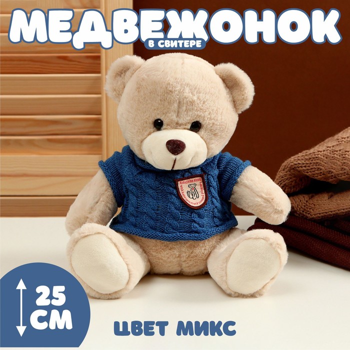 Мягкая игрушка «Медвежонок» в свитере, 25 см, цвет МИКС 9824327