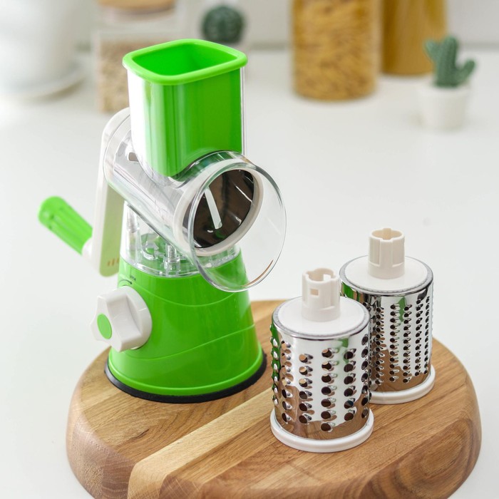 Овощерезка механическая Доляна Mandoline Slicer, 3 насадки, цвет зелёный 4796553