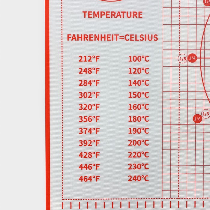 Армированный коврик для выпечки с разметкой, силикон, 50x40 см, цвет красный 4021247
