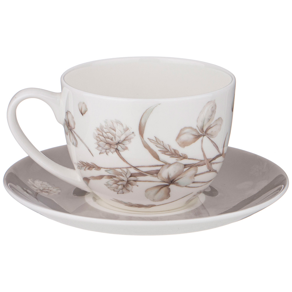 чайный набор lefard white flower на 6пер. 12пр. 330мл серый 415-2138